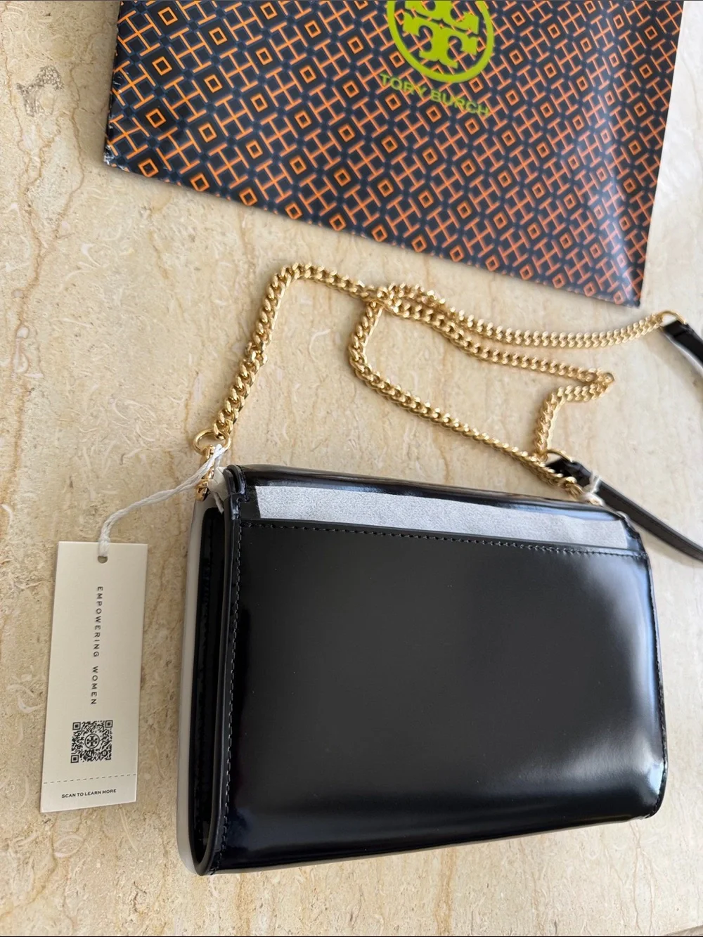 NWT TORY BURCH Emerson Patent Chain Shoulder Bag